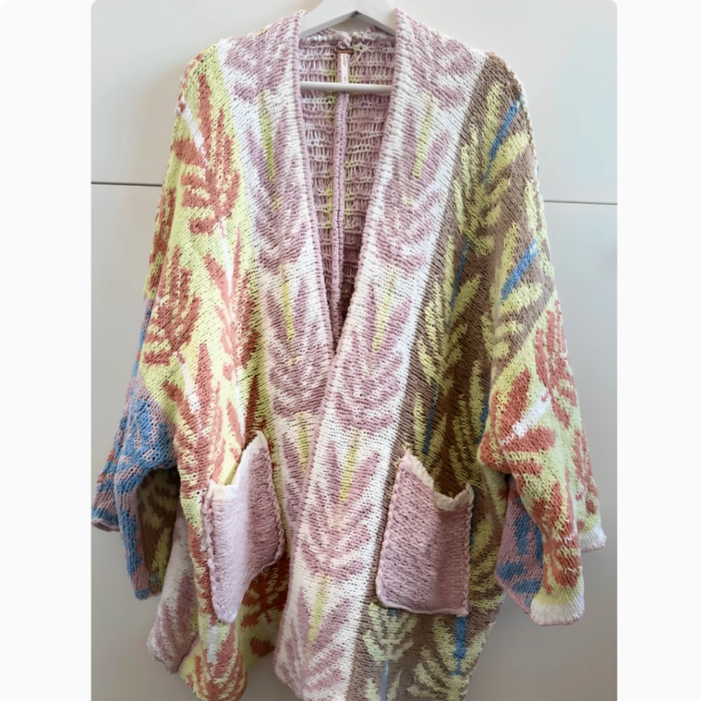 BEST Free People Mallorca Oversize Open Front Cardigan Knit Breeze Combo XS/S - Picture 6 of 7